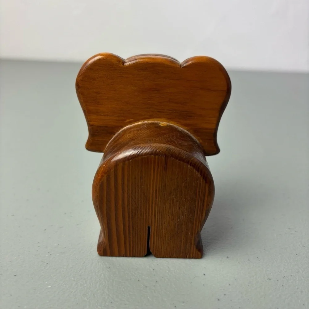 Vintage Wood Elephant Figurine Tusks 1995 Small Home Decor African Safari